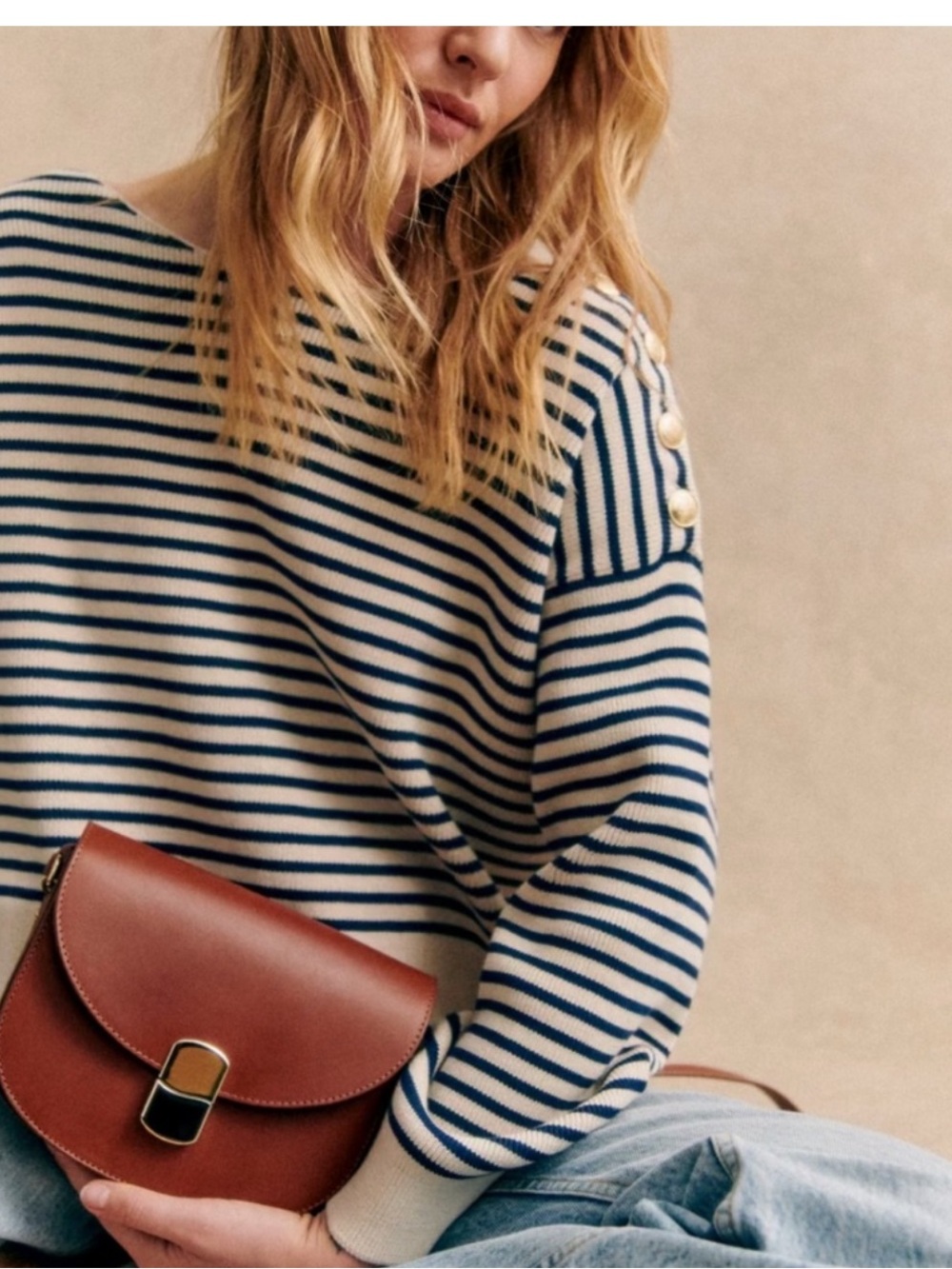 Sezane EUC Daisy Sweater Navy/Natural Sailor Stripes SZ S 🇫🇷! - Picture 3 of 9
